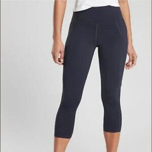 Athleta lightning capri 7/8 tight in navy blue women's size XL